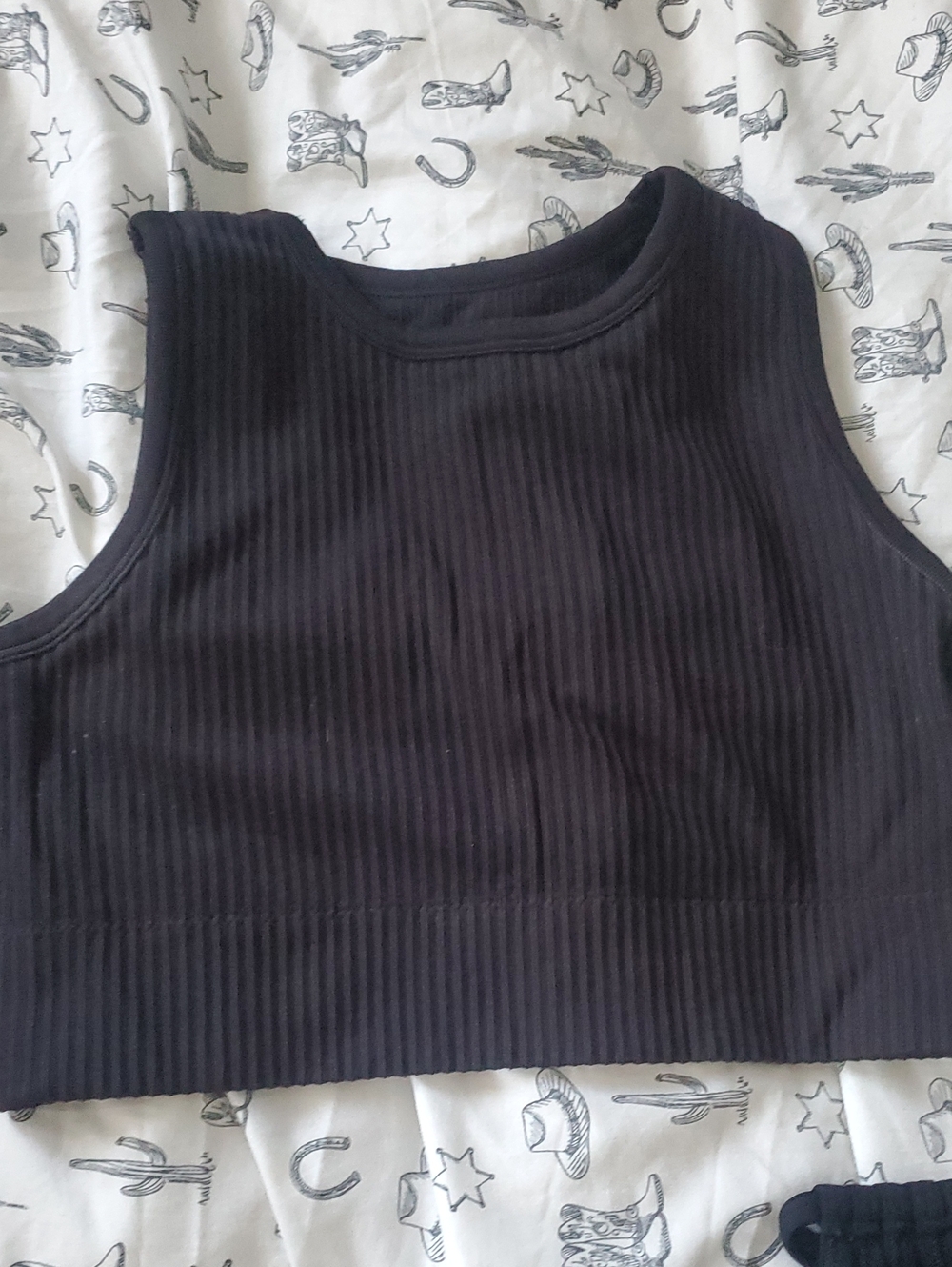 art class Black Ribbed Tank Crop Top for Kids